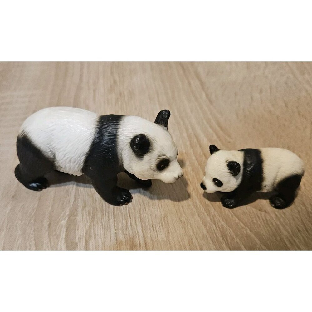 Schleich Giant Panda Bear Mom & Baby Cub Heavy Plastic Figures Toy Lot 2001-03